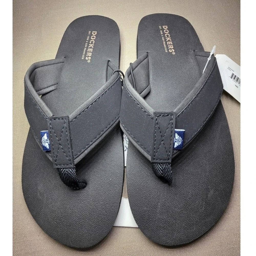 Dockers Mens Premium Comfort Flip Flop Sandals Black Thong FMS8749ADK Size M 7-8